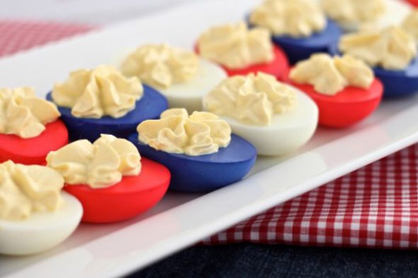 Red White and Blue Deviled Eggs