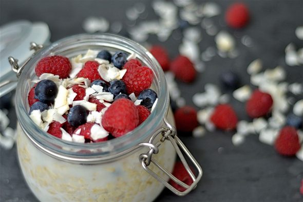 Red White and Blueberry Overnight Oats