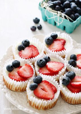 Red, White and Blueberry Cheesecake Yogurt Cupcakes
