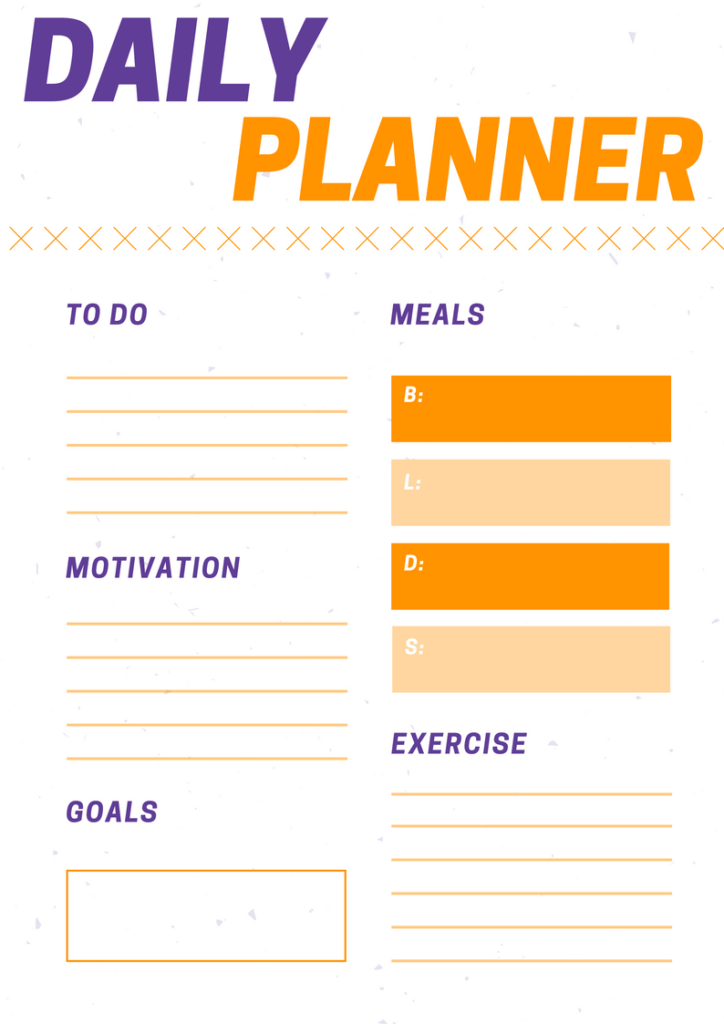 Daisy and Orange Cross Workout Planner